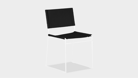 reddie-raw dining chair 47W x 50D x 82H *cm / Leather~Black / Metal~White Willy Sling Dining Chair