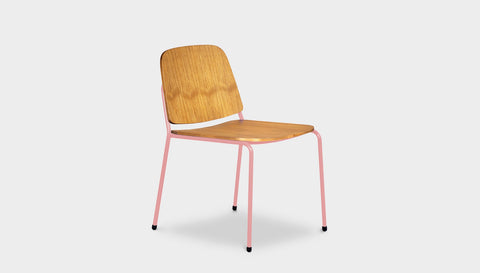 reddie-raw dining chair 49W x 49D x 80H *cm / Wood Veneer~Oak / Metal~Pink Kami Stackable Dining Chair
