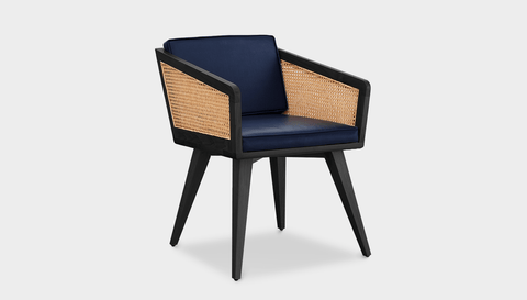 reddie-raw lounge chair 57W x 58D x 76H *cm / Wood Teak~Black / Leather~Navy Jay Rattan Chair