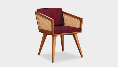 reddie-raw lounge chair 57W x 58D x 76H *cm / Wood Teak~Natural / Fabric~Magma_Merlot Jay Rattan Chair