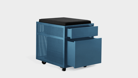 reddie-raw mobile storage 40W x 50D x 50H *cm / Fabric~Charcoal / Metal~Blue NCW Desk Drawer Pedestal with Cushion