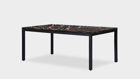 reddie-raw rectangular 160L x 90D x 75H *cm / Stone~Black Veined Marble / Metal~Black Bob Table - Marble