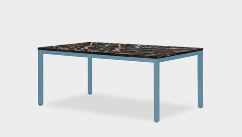 reddie-raw rectangular 160L x 90D x 75H *cm / Stone~Black Veined Marble / Metal~Blue Bob Table - Marble