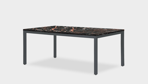 reddie-raw rectangular 160L x 90D x 75H *cm / Stone~Black Veined Marble / Metal~Grey Bob Table - Marble