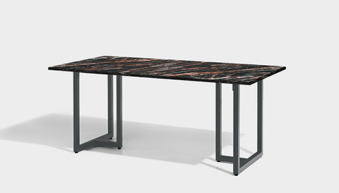 reddie-raw rectangular 160L x 90D x 75H *cm / Stone~Black Veined Marble / Metal~Grey Suzy Table- Marble