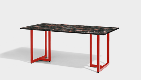 reddie-raw rectangular 160L x 90D x 75H *cm / Stone~Black Veined Marble / Metal~Red Suzy Table- Marble
