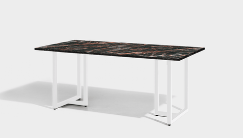 reddie-raw rectangular 160L x 90D x 75H *cm / Stone~Black Veined Marble / Metal~White Suzy Table- Marble