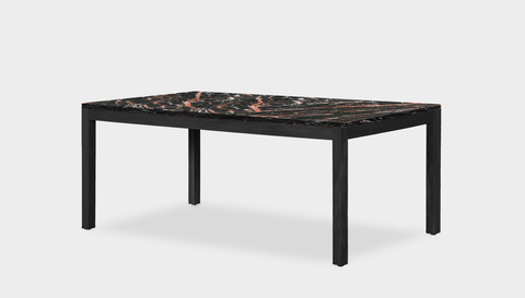 reddie-raw rectangular 160L x 90D x 75H *cm / Stone~Black Veined Marble / Wood Teak~Black Bob Table - Marble