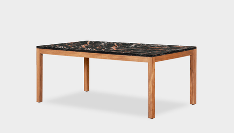 reddie-raw rectangular 160L x 90D x 75H *cm / Stone~Black Veined Marble / Wood Teak~Natural Bob Table - Marble