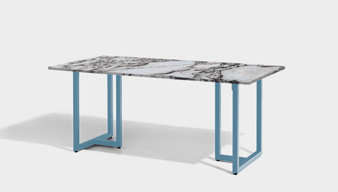 reddie-raw rectangular 160L x 90D x 75H *cm / Stone~Calacatta Viola / Metal~Blue Suzy Table- Marble