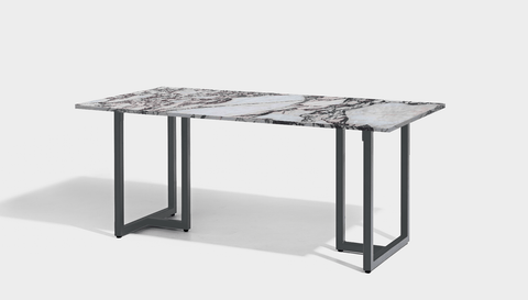 reddie-raw rectangular 160L x 90D x 75H *cm / Stone~Calacatta Viola / Metal~Grey Suzy Table- Marble