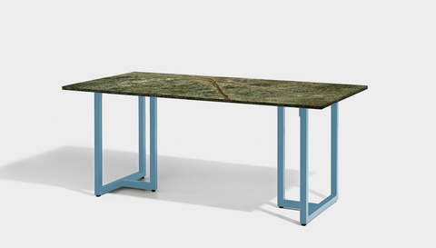reddie-raw rectangular 160L x 90D x 75H *cm / Stone~Forest Green / Metal~Blue Suzy Table- Marble