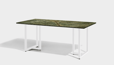 reddie-raw rectangular 160L x 90D x 75H *cm / Stone~Forest Green / Metal~White Suzy Table- Marble