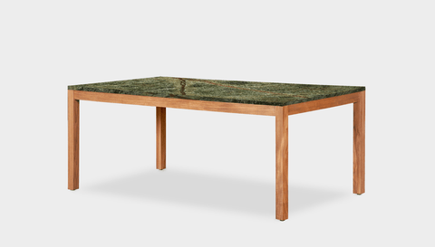 reddie-raw rectangular 160L x 90D x 75H *cm / Stone~Forest Green / Wood Teak~Natural Bob Table - Marble