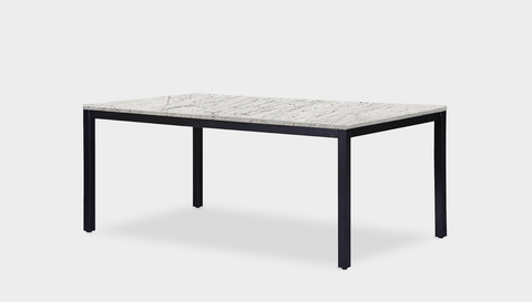 reddie-raw rectangular 160L x 90D x 75H *cm / Stone~White Veined Marble / Metal~Black Bob Table - Marble