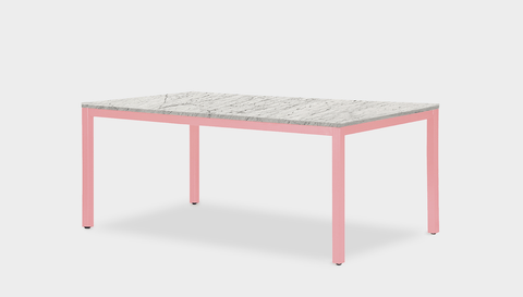 reddie-raw rectangular 160L x 90D x 75H *cm / Stone~White Veined Marble / Metal~Pink Bob Table - Marble