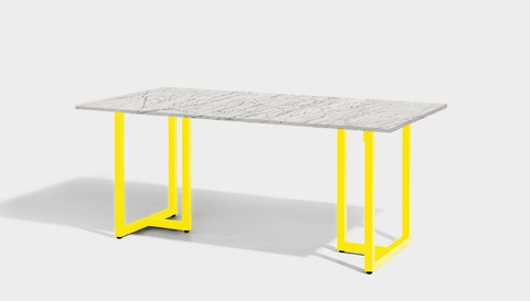 reddie-raw rectangular 160L x 90D x 75H *cm / Stone~White Veined Marble / Metal~Yellow Suzy Table- Marble