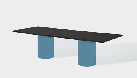 reddie-raw rectangular 240W x 100D x 75H *cm / Wood Veneer~Black / Metal~Blue Dora Drum Table - Wood