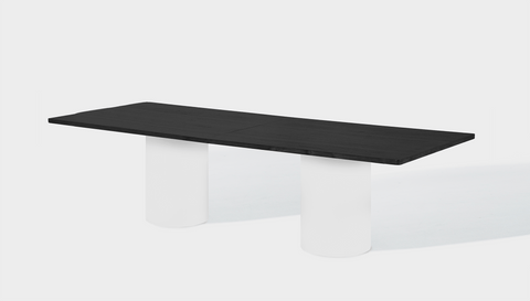 reddie-raw rectangular 240W x 100D x 75H *cm / Wood Veneer~Black / Metal~White Dora Drum Table - Wood