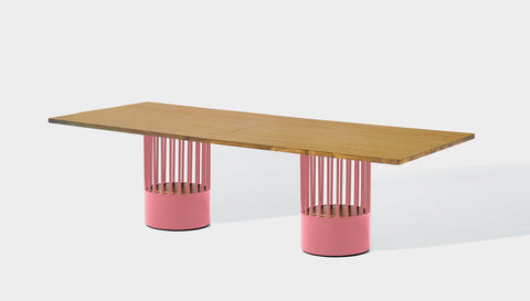 reddie-raw rectangular 240W x 100D x 75H *cm / Wood Veneer~Oak / Metal~Pink Willy Cage Table - Wood