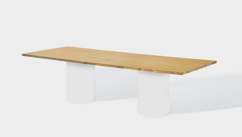 reddie-raw rectangular 240W x 100D x 75H *cm / Wood Veneer~Oak / Metal~White Dora Drum Table - Wood