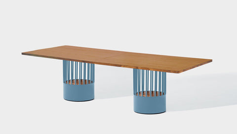 reddie-raw rectangular 240W x 100D x 75H *cm / Wood Veneer~Teak / Metal~Blue Willy Cage Table - Wood