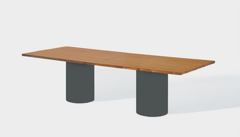 reddie-raw rectangular 240W x 100D x 75H *cm / Wood Veneer~Teak / Metal~Grey Dora Drum Table - Wood