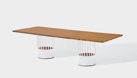 reddie-raw rectangular 240W x 100D x 75H *cm / Wood Veneer~Teak / Metal~White Willy Cage Table - Wood