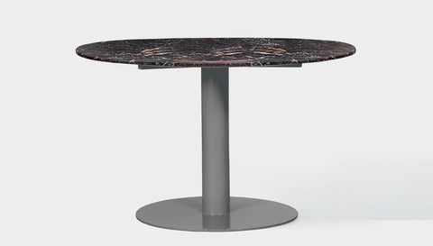 reddie-raw round 100dia x 75H *cm / Stone~Black Veined Marble / Metal~Grey Bob Pedestal Table - Marble