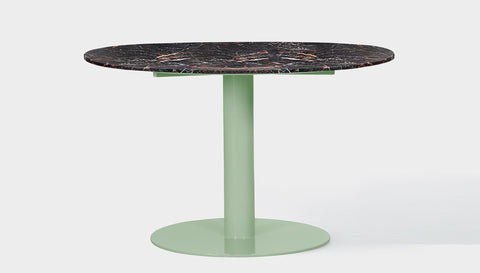 reddie-raw round 100dia x 75H *cm / Stone~Black Veined Marble / Metal~Mint Bob Pedestal Table - Marble