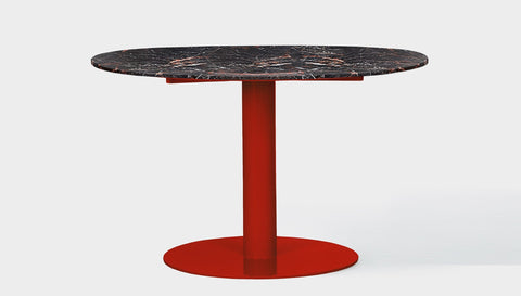 reddie-raw round 100dia x 75H *cm / Stone~Black Veined Marble / Metal~Red Bob Pedestal Table - Marble