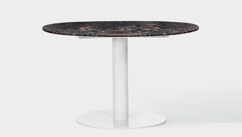 reddie-raw round 100dia x 75H *cm / Stone~Black Veined Marble / Metal~White Bob Pedestal Table - Marble