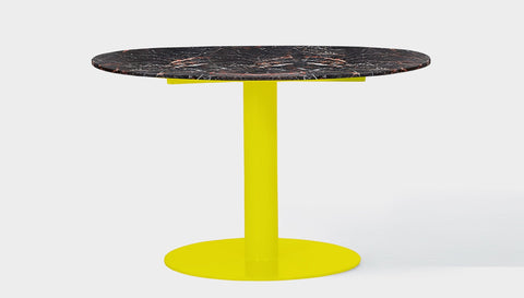 reddie-raw round 100dia x 75H *cm / Stone~Black Veined Marble / Metal~Yellow Bob Pedestal Table - Marble