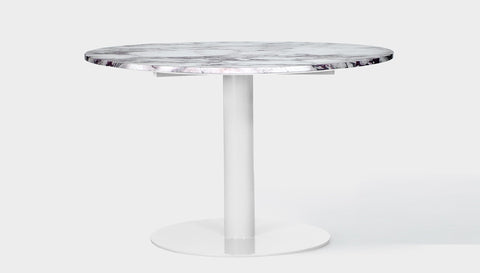 reddie-raw round 100dia x 75H *cm / Stone~Calacatta Viola / Metal~White Bob Pedestal Table - Marble