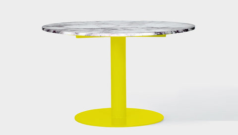 reddie-raw round 100dia x 75H *cm / Stone~Calacatta Viola / Metal~Yellow Bob Pedestal Table - Marble