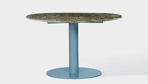 reddie-raw round 100dia x 75H *cm / Stone~Forest Green / Metal~Blue Bob Pedestal Table - Marble