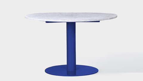 reddie-raw round 100dia x 75H *cm / Stone~White Veined Marble / Metal~Navy Bob Pedestal Table - Marble