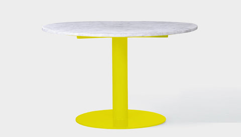 reddie-raw round 100dia x 75H *cm / Stone~White Veined Marble / Metal~Yellow Bob Pedestal Table - Marble