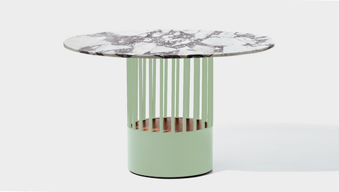 reddie-raw round 120dia x 75H *cm / Stone~Calacatta Viola / Metal~Mint Willy Cage Table - Marble