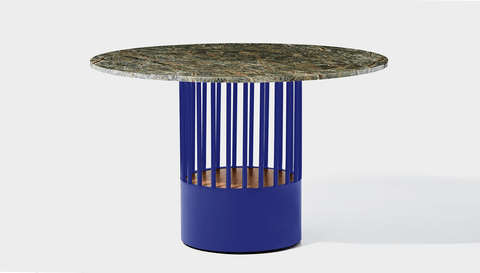 reddie-raw round 120dia x 75H *cm / Stone~Forest Green / Metal~Navy Willy Cage Table - Marble