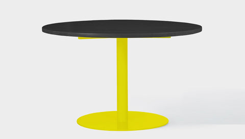reddie-raw round 120dia x 75H *cm / Wood Teak~Black / Metal~Yellow Bob Pedestal Table - Wood