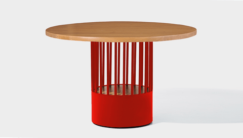 reddie-raw round 120dia x 75H *cm / Wood Teak~Natural / Metal~Red Willy Cage Table - Wood