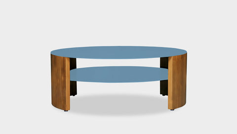 reddie-raw round coffee table 90 dia x 35H (cm*) / Metal~Blue / Wood Teak~Natural Andi Coffee Table Round