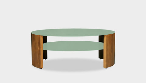 reddie-raw round coffee table 90 dia x 35H (cm*) / Metal~Mint / Wood Teak~Natural Andi Coffee Table Round