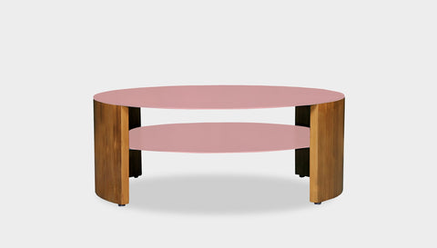 reddie-raw round coffee table 90 dia x 35H (cm*) / Metal~Pink / Wood Teak~Natural Andi Coffee Table Round