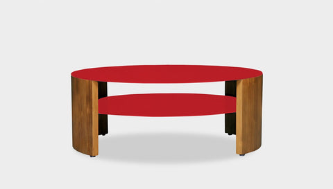 reddie-raw round coffee table 90 dia x 35H (cm*) / Metal~Red / Wood Teak~Natural Andi Coffee Table Round