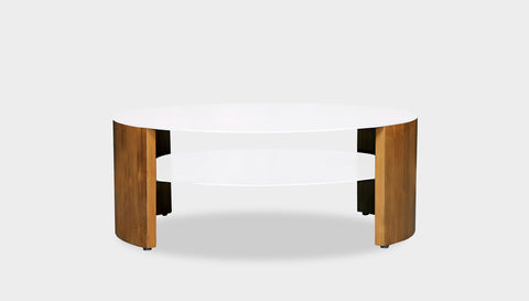 reddie-raw round coffee table 90 dia x 35H (cm*) / Metal~White / Wood Teak~Natural Andi Coffee Table Round