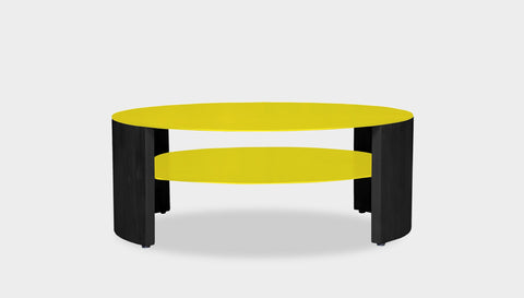 reddie-raw round coffee table 90 dia x 35H (cm*) / Metal~Yellow / Wood Teak~Black Andi Coffee Table Round