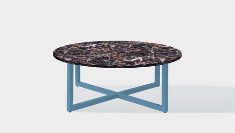 reddie-raw round coffee table 90dia x 35H *cm / Stone~Black Veined Marble / Metal~Blue Suzy Coffee Table Round