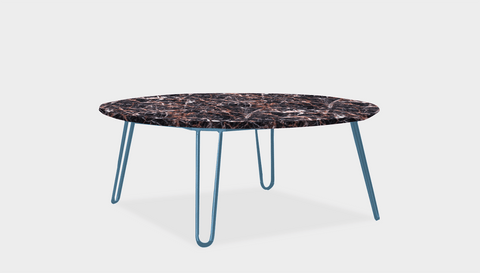reddie-raw round coffee table 90dia x 35H *cm / Stone~Black Veined Marble / Metal~Blue Willy Coffee Table Round